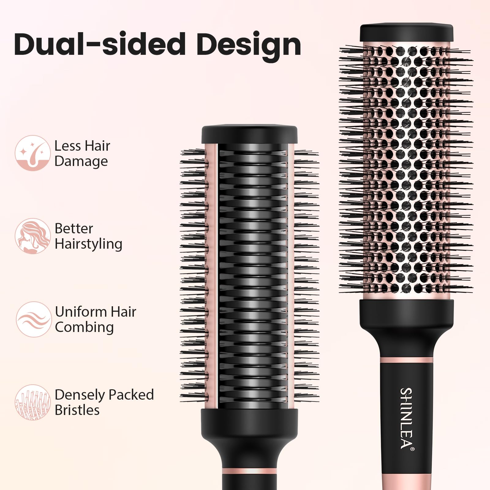 SHINLEA round brush teardrop barrel reaches roots for added volume.