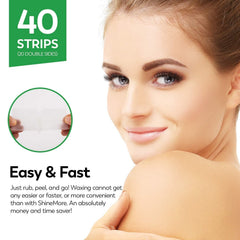 ShineMore facial wax strips close-up highlights a gentle formula for all skin types