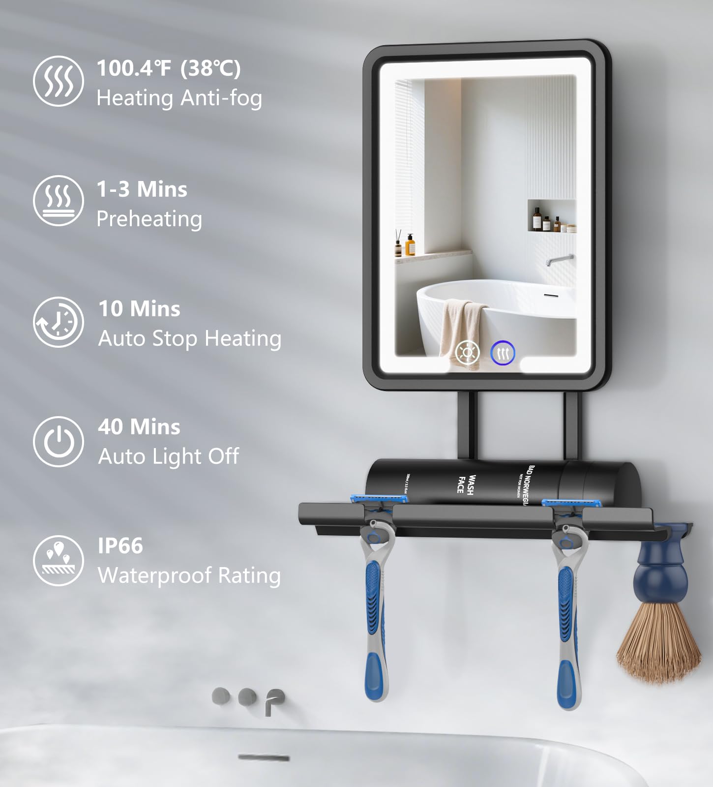 Shinowa mirror demonstrates 360-degree rotation for versatile grooming angles.