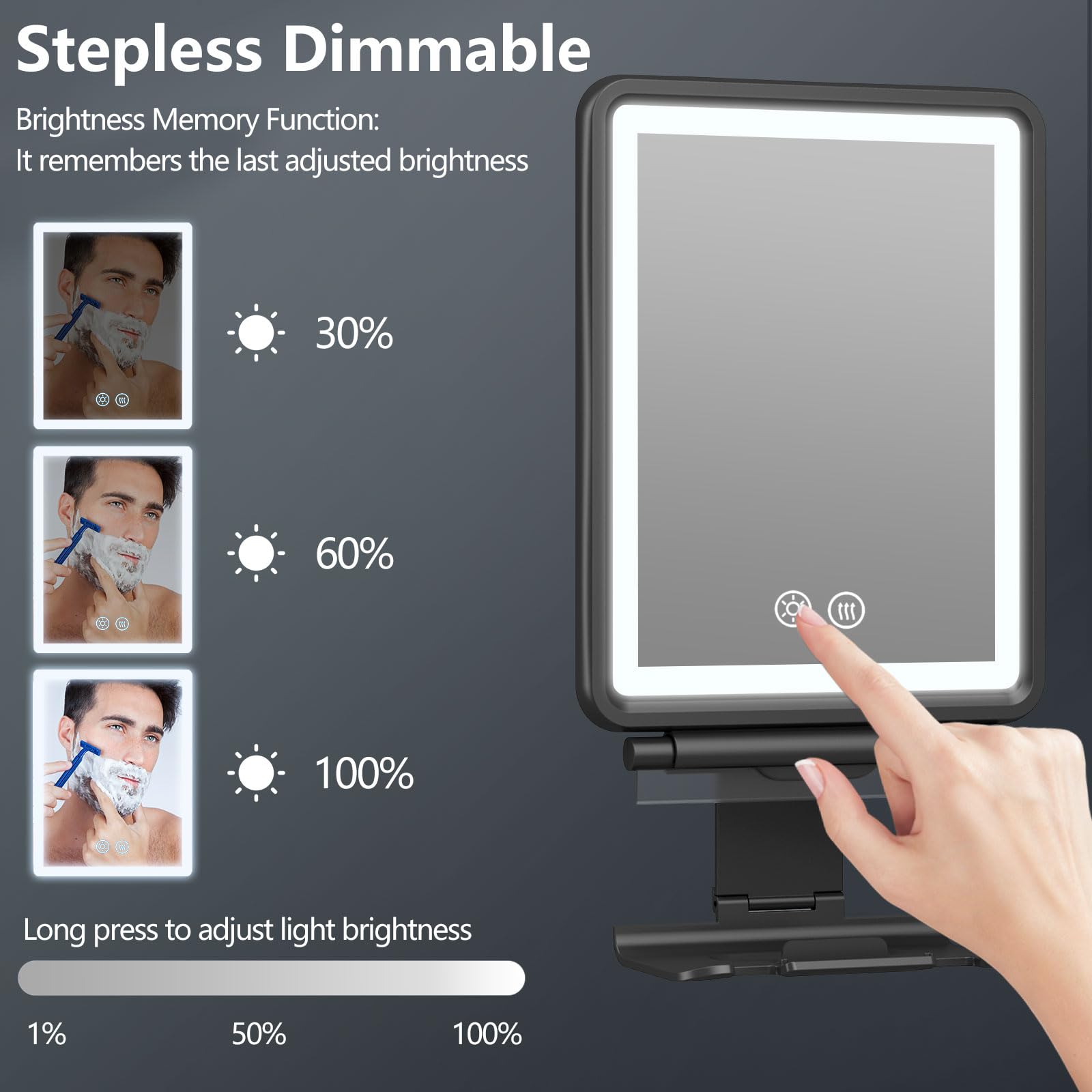 Shinowa mirror with 5000 mAh battery supports weeks of use.