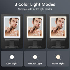 Shinowa mirror heating indicator showing fog‑free readiness in minutes.