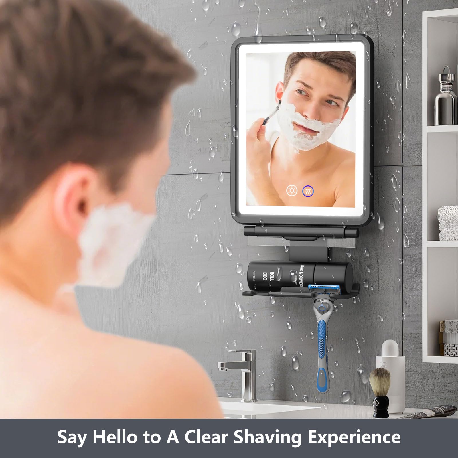 Shinowa mirror wall-mount installation with non-marking tape and bracket.