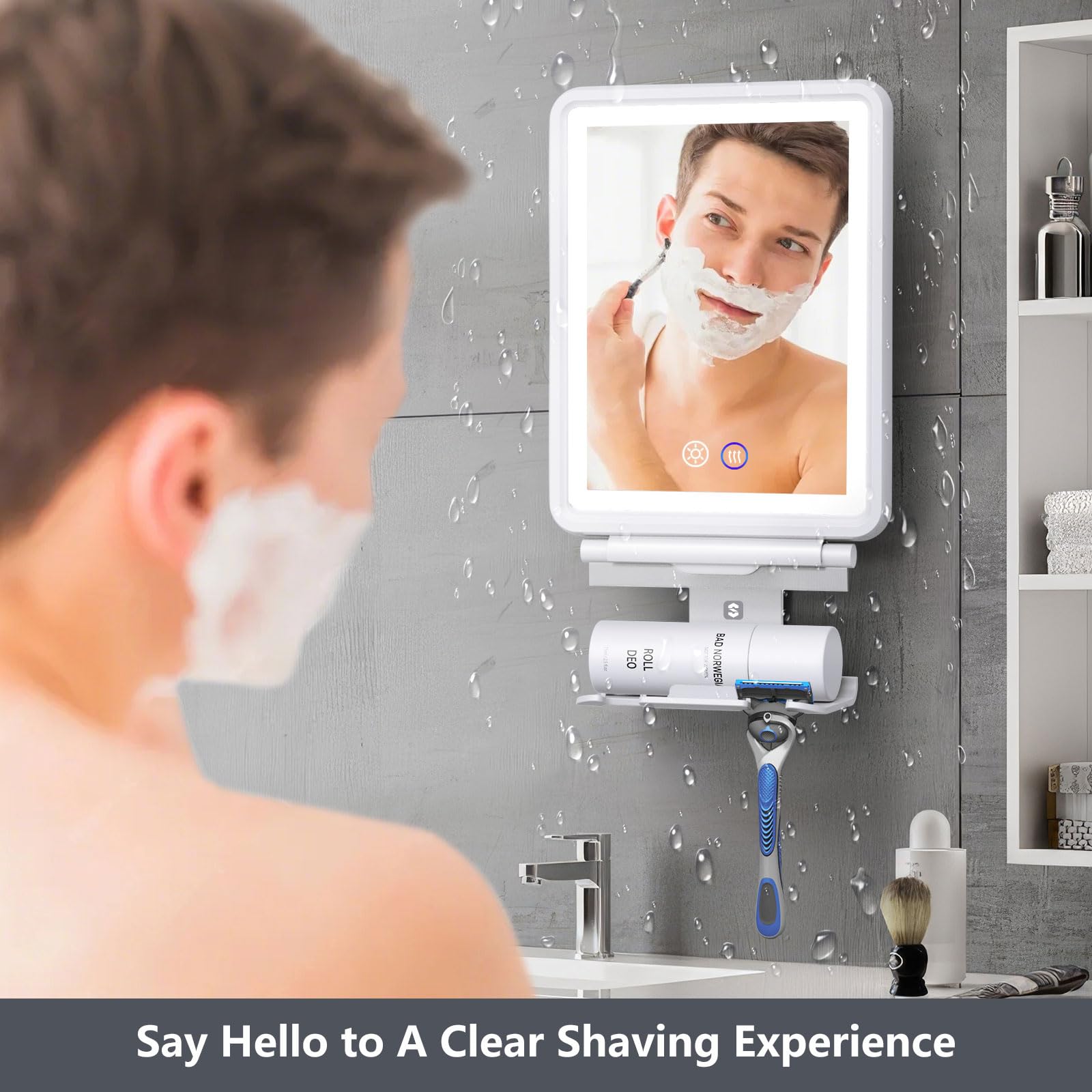 Shinowa white, modern shower mirror combines style with fogless performance.