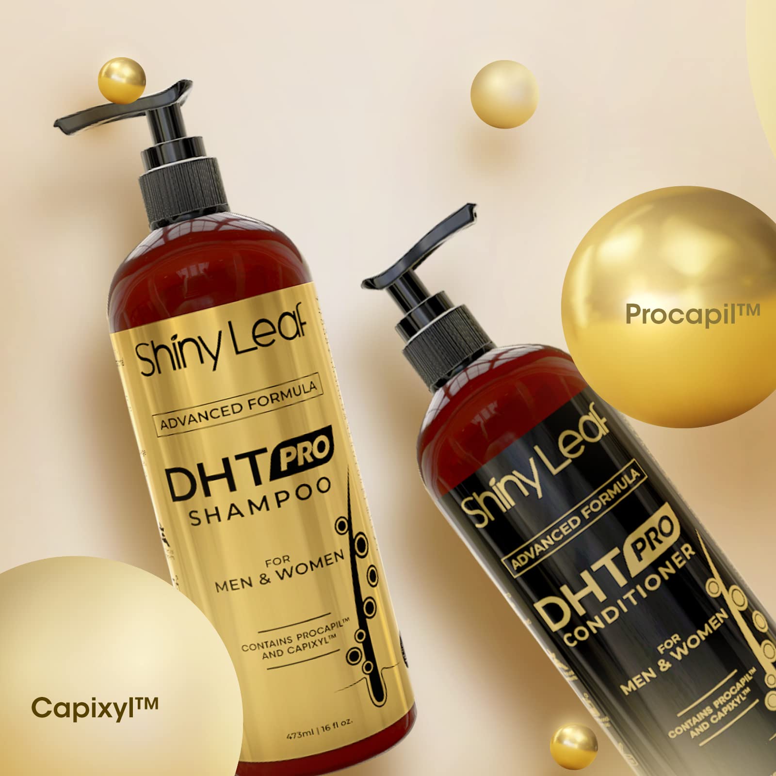 Shiny Leaf DHT Pro hands applying shampoo demonstrates easy wash routine.