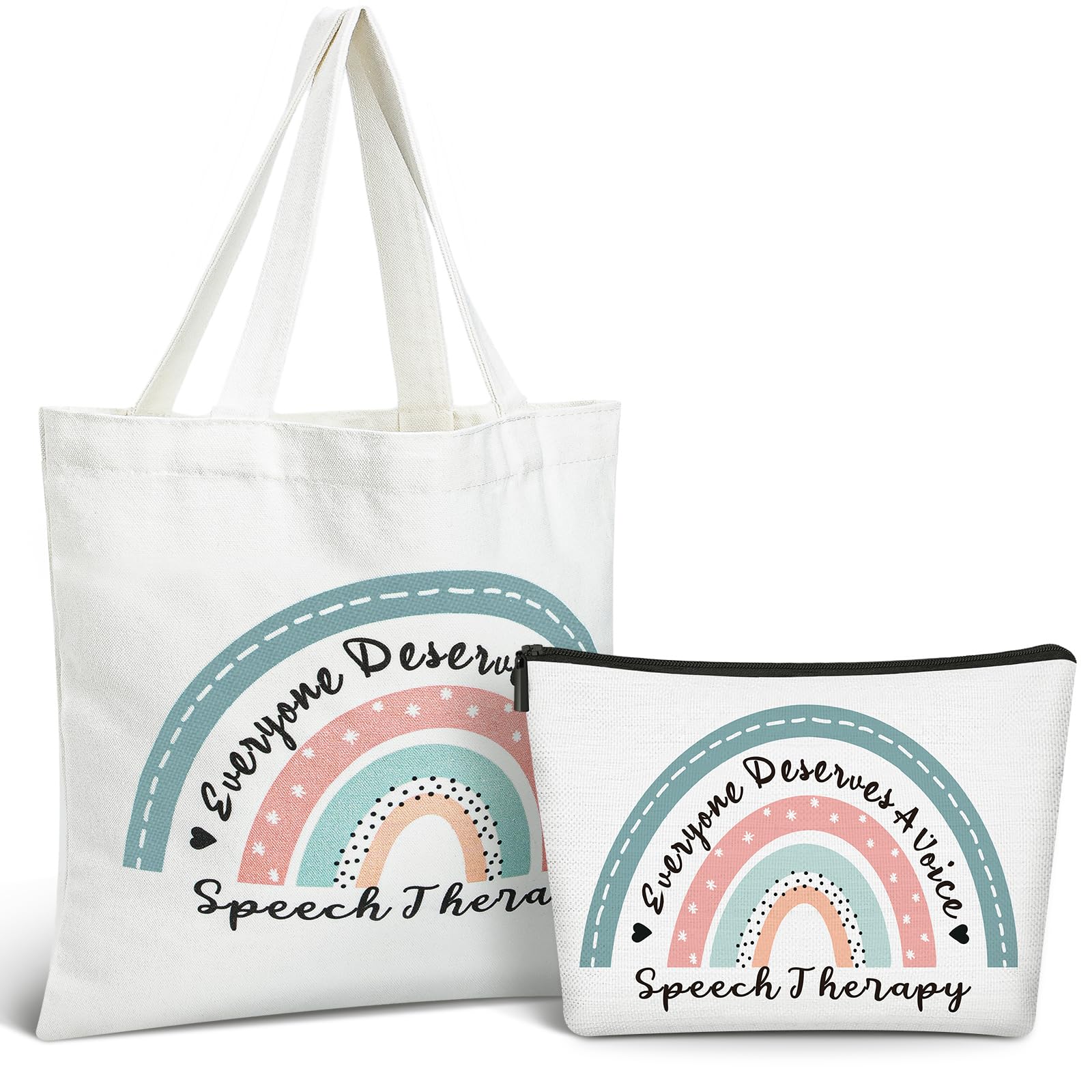 Shinylin rainbow speech tote bag front view ideal for daily carry and therapy essentials