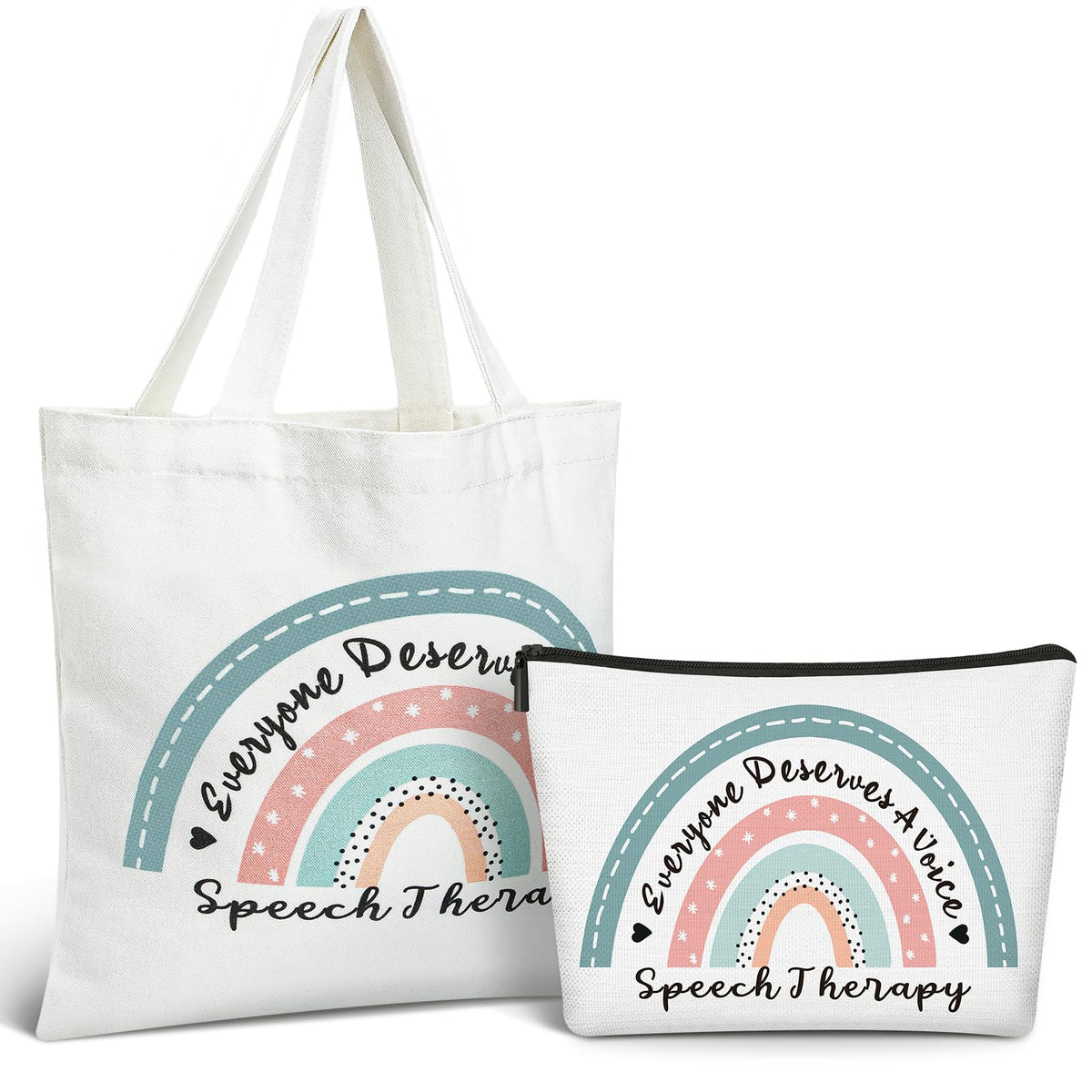 Shinylin rainbow speech tote bag front view ideal for daily carry and therapy essentials