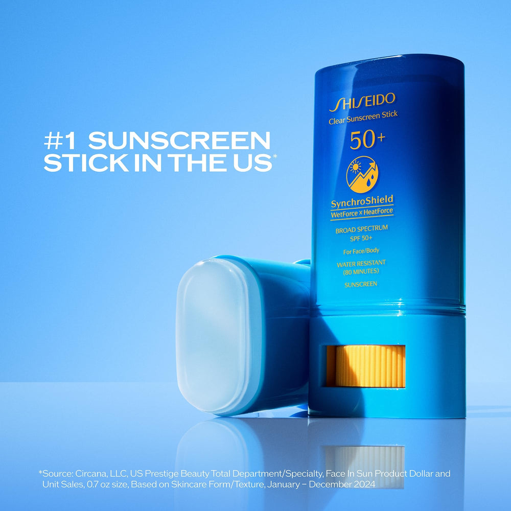 Shiseido Clear Sunscreen Stick SPF 50+ over-makeup touch-ups with lightweight protection