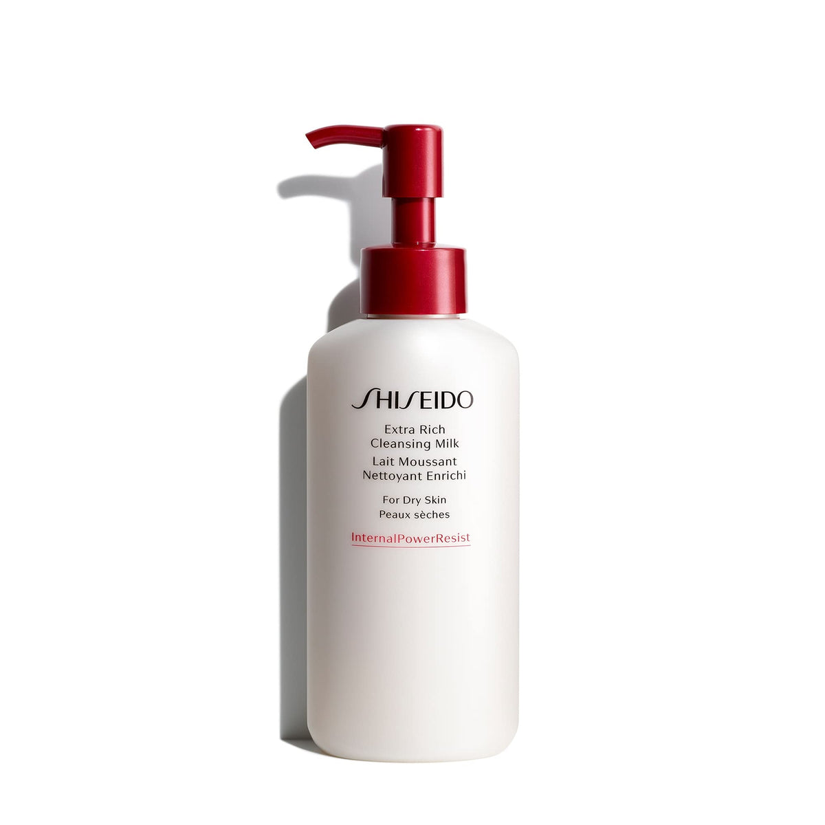 Shiseido Extra Rich Cleansing Milk pump dispense for easy, hydrating cleansing.