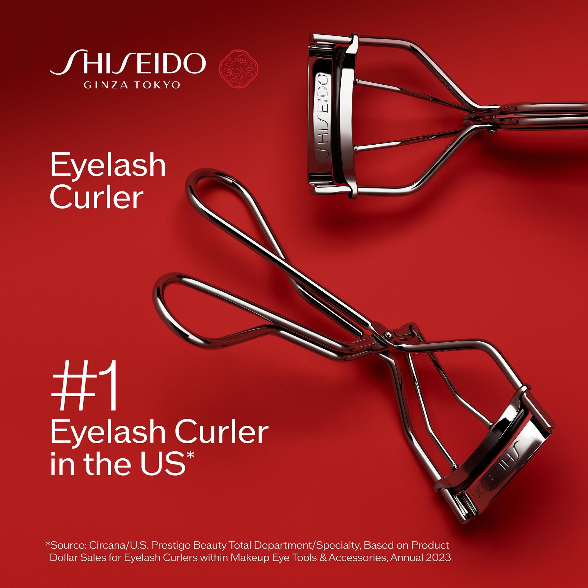 Shiseido Eyelash Curler edge-free design prevents pinching for safe, eye-opening curls