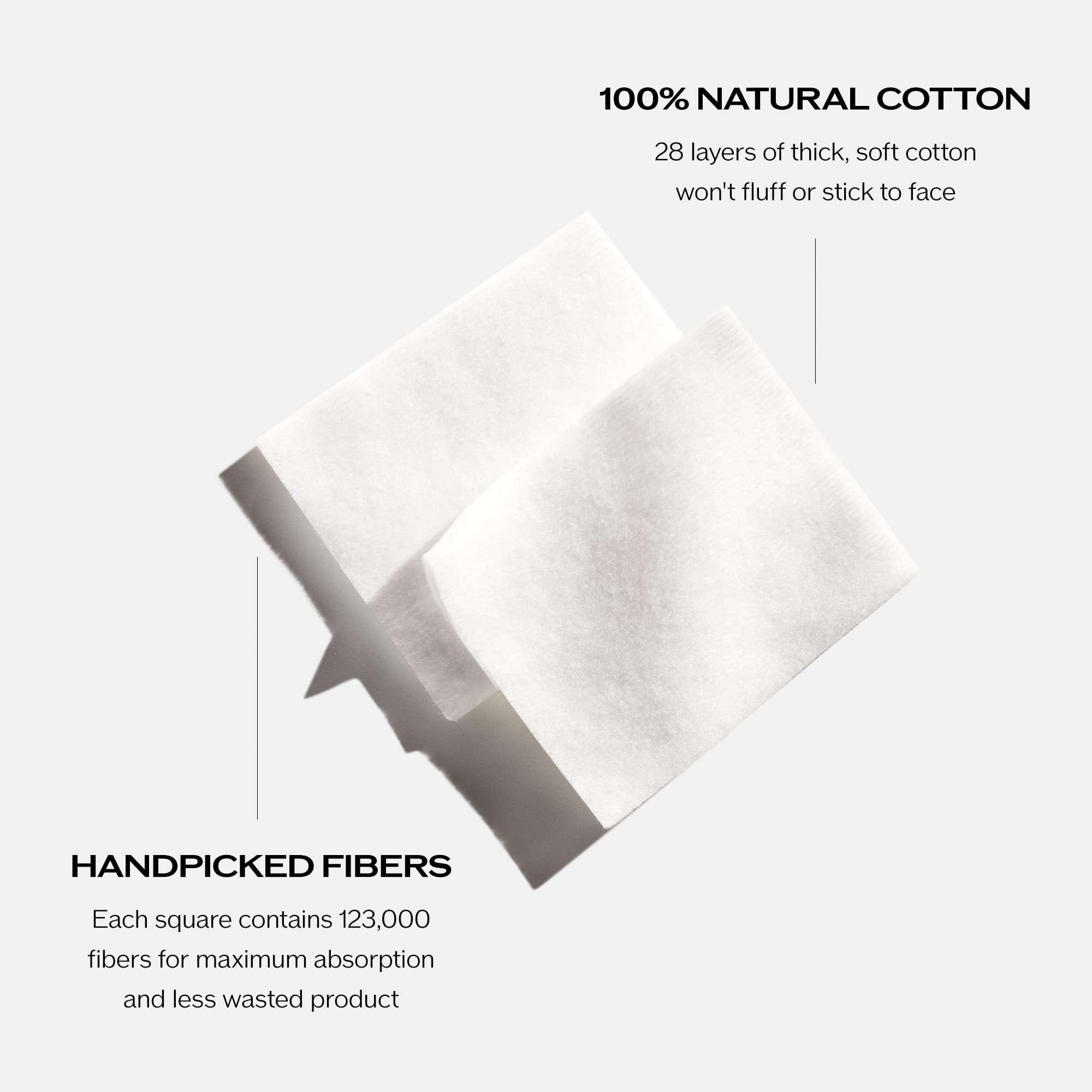 Shiseido facial cotton pads showcasing 165 squares for efficient product use.