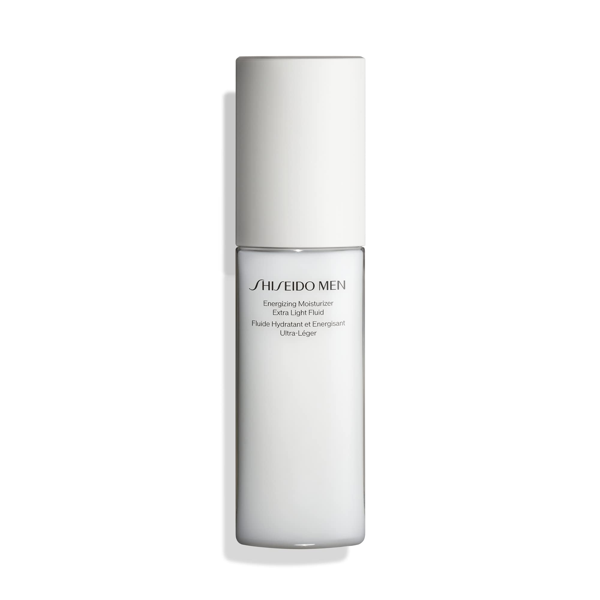 Shiseido Men Energizing Moisturizer packaging on display for daily routine use