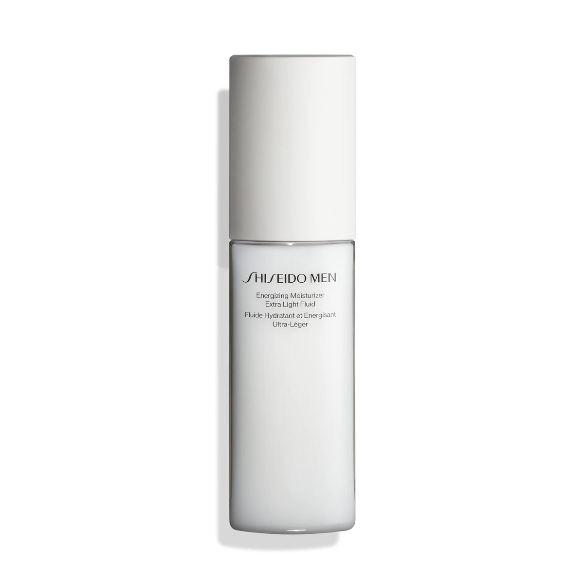 Shiseido Men Energizing Moisturizer packaging on display for daily routine use