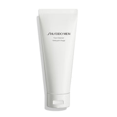 Shiseido Men Face Cleanser bottle closeup for a refreshing daily cleanse and shave-ready skin