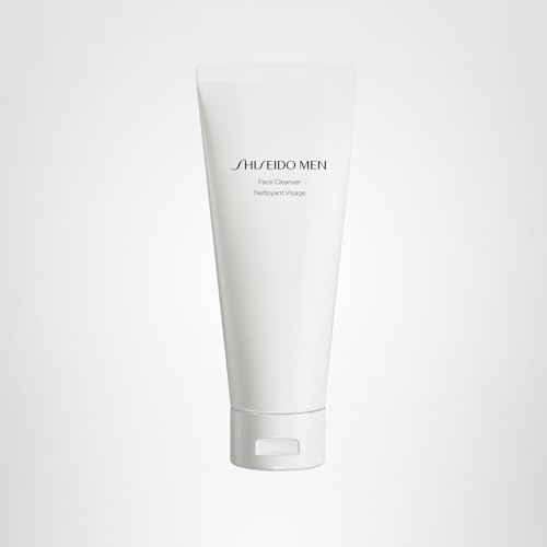 Shiseido Men Face Cleanser packaging on display highlights 2-in-1 versatility for all skin types
