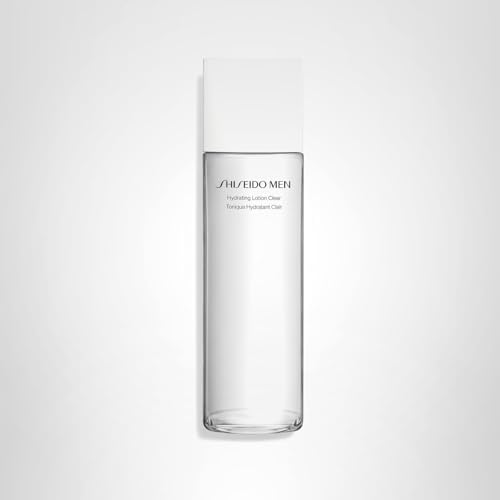 Model applying Shiseido Men Hydrating Lotion Clear to cheek for all skin types