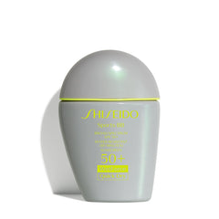 Shiseido Sports BB Cream SPF50 bottle-front showing quick-dry, non-sticky finish for all-day wear