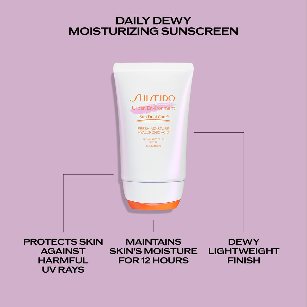 Shiseido sunscreen applied before makeup creates a protected, radiant base.