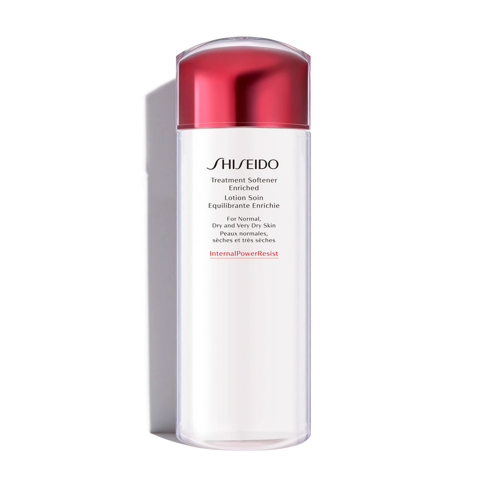 Shiseido Treatment Softener Enriched bottle demonstrates hydrating formula for smoother, plump skin.