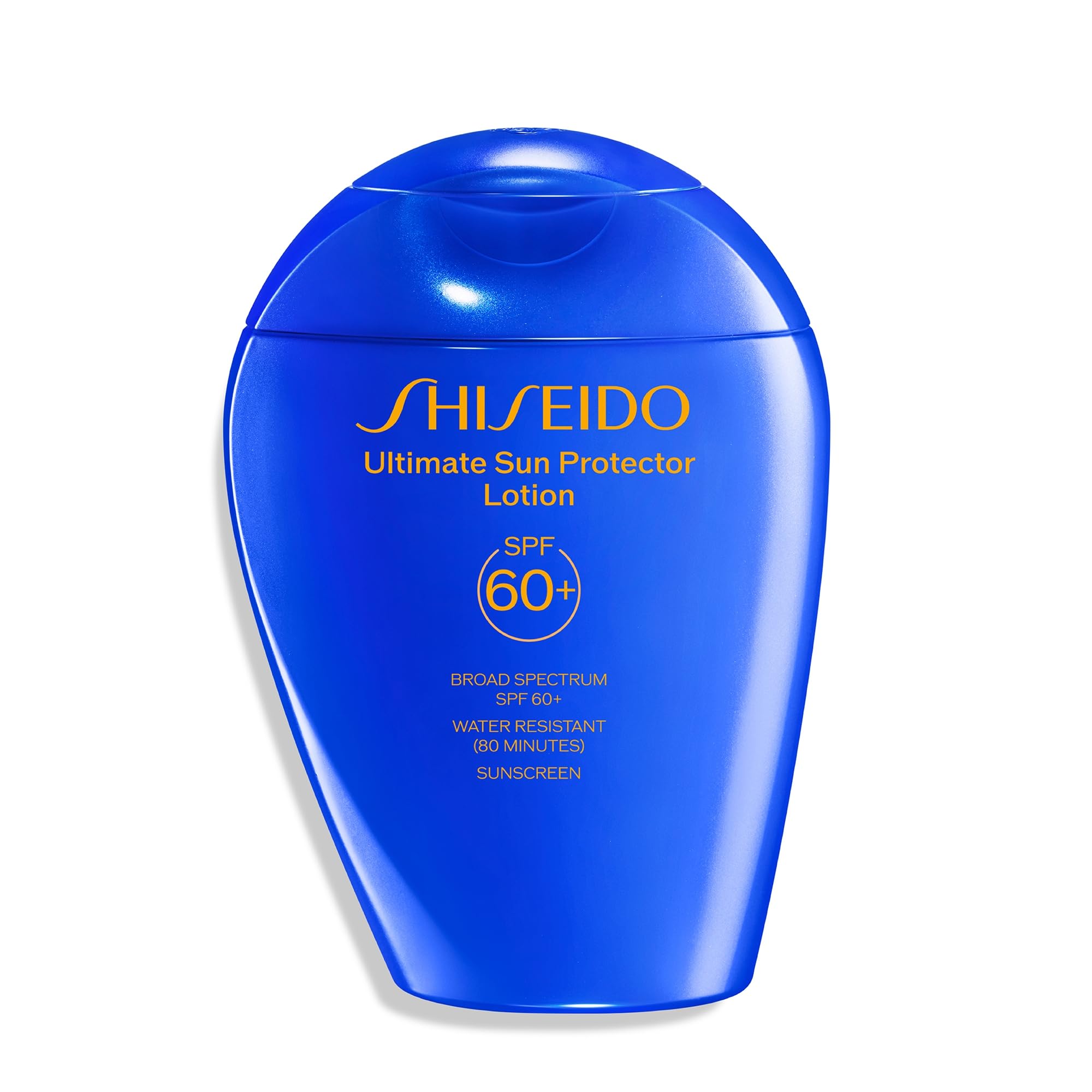 Shiseido Ultimate Sun Protector bottle showing SPF 60+ protection for face and body.