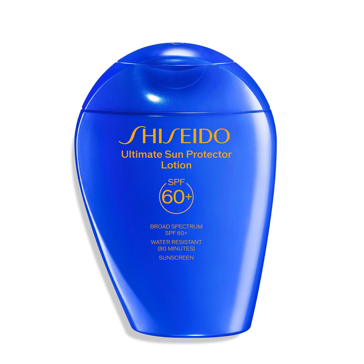 Shiseido Ultimate Sun Protector bottle showing SPF 60+ protection for face and body.