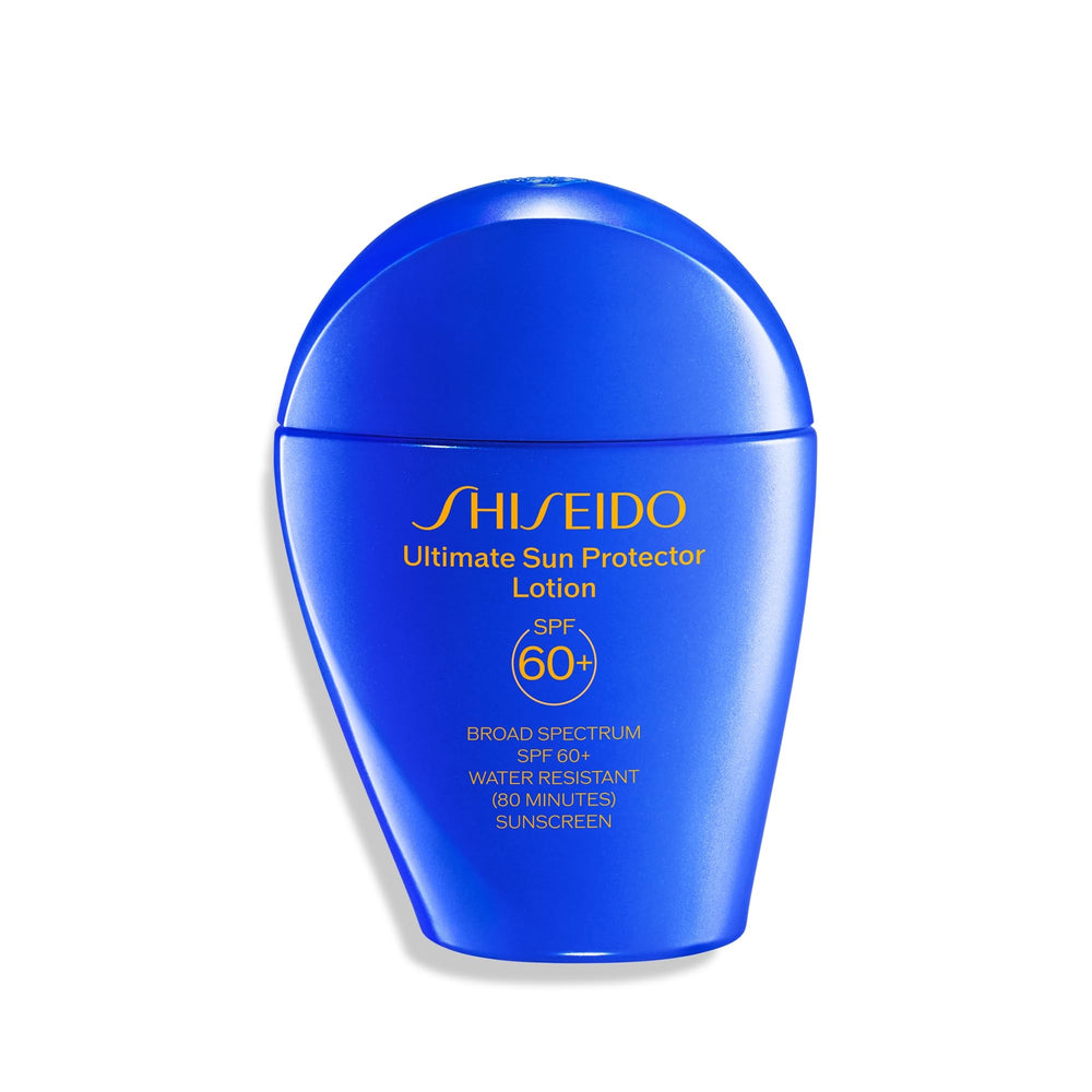Shiseido Ultimate Sun Protector Lotion clear-application demonstrates invisible protection for face and body.