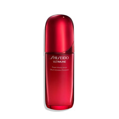 Shiseido Ultimune serum bottle pour showing fast absorption for smoother, radiant skin