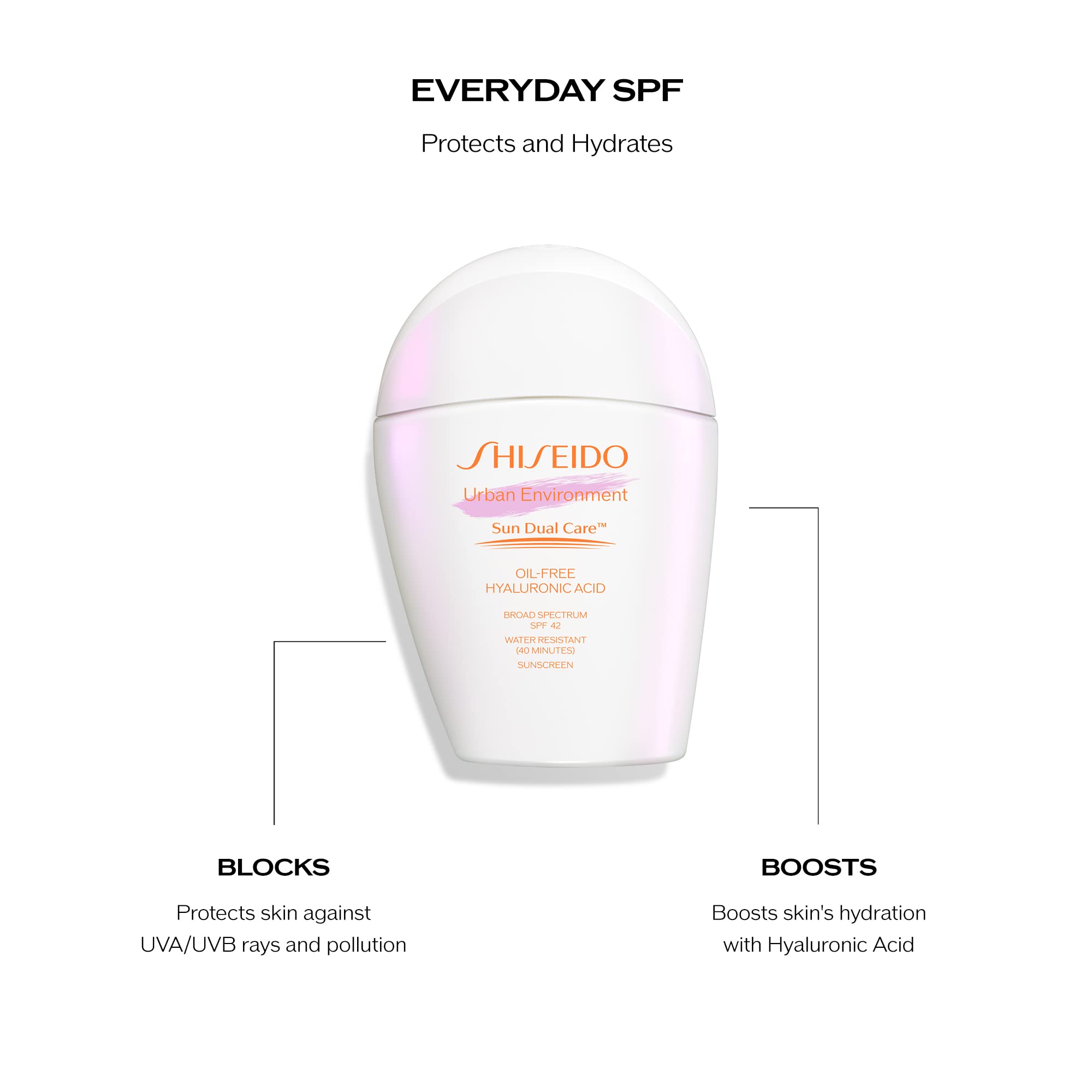 Shiseido Urban Environment SPF 42 packaging box showcases sleek branding.