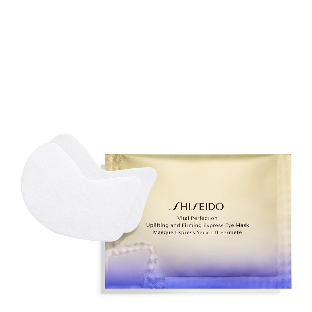Shiseido Vital Perfection eye mask 10-minute use reminder for quick morning refresh