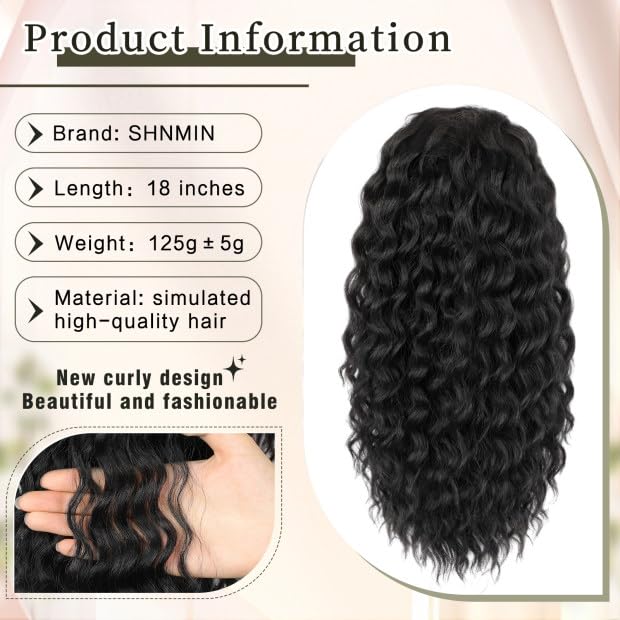 SHNMIN curly-wavy ponytail soft synthetic fiber highlights flexible movement.