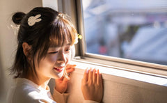 SHOBIDO Miffy die-cut bangs clip back view reveals compact silhouette and charm.