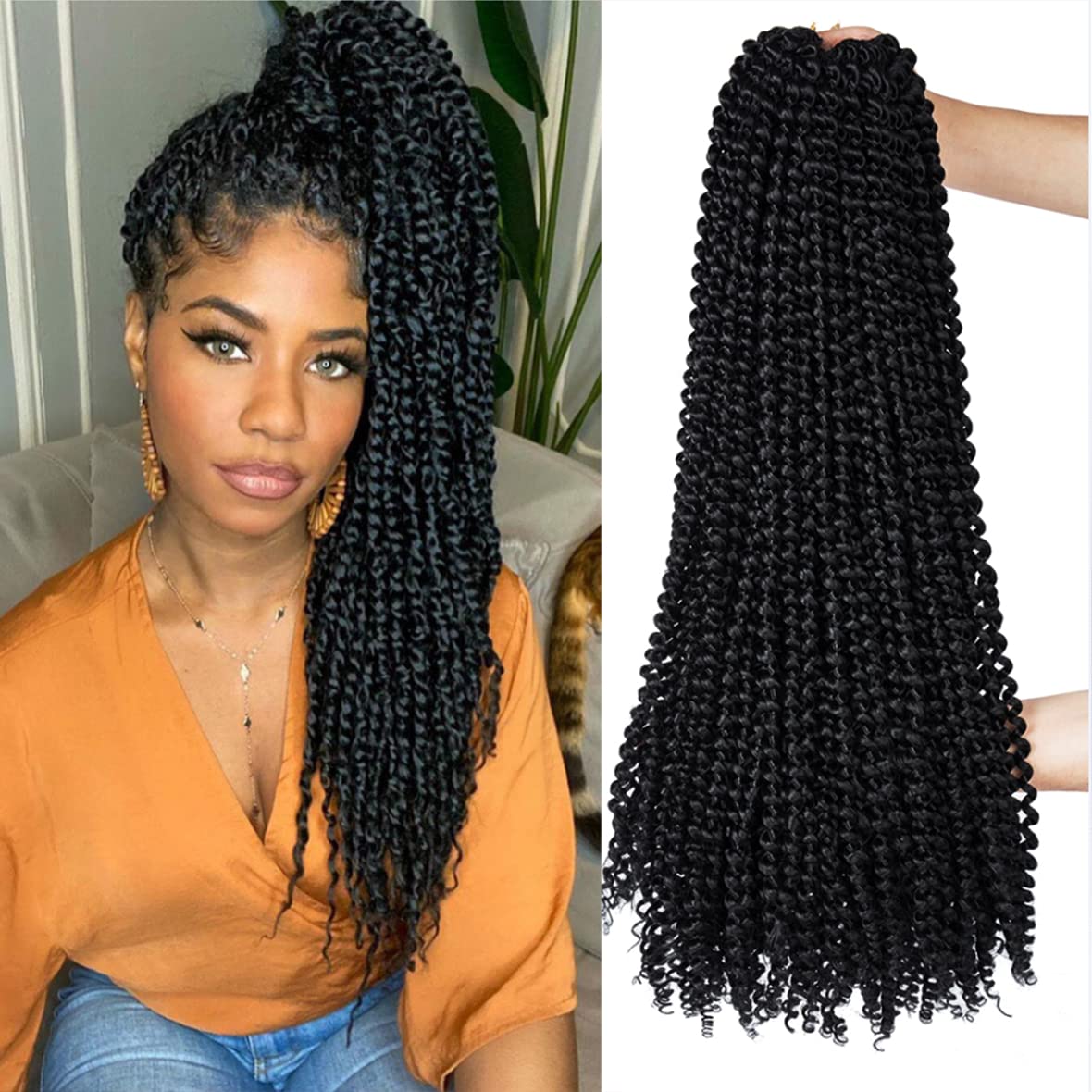 ShowCoco Passion Twist 22in water-wave hair pack for a natural crochet look.