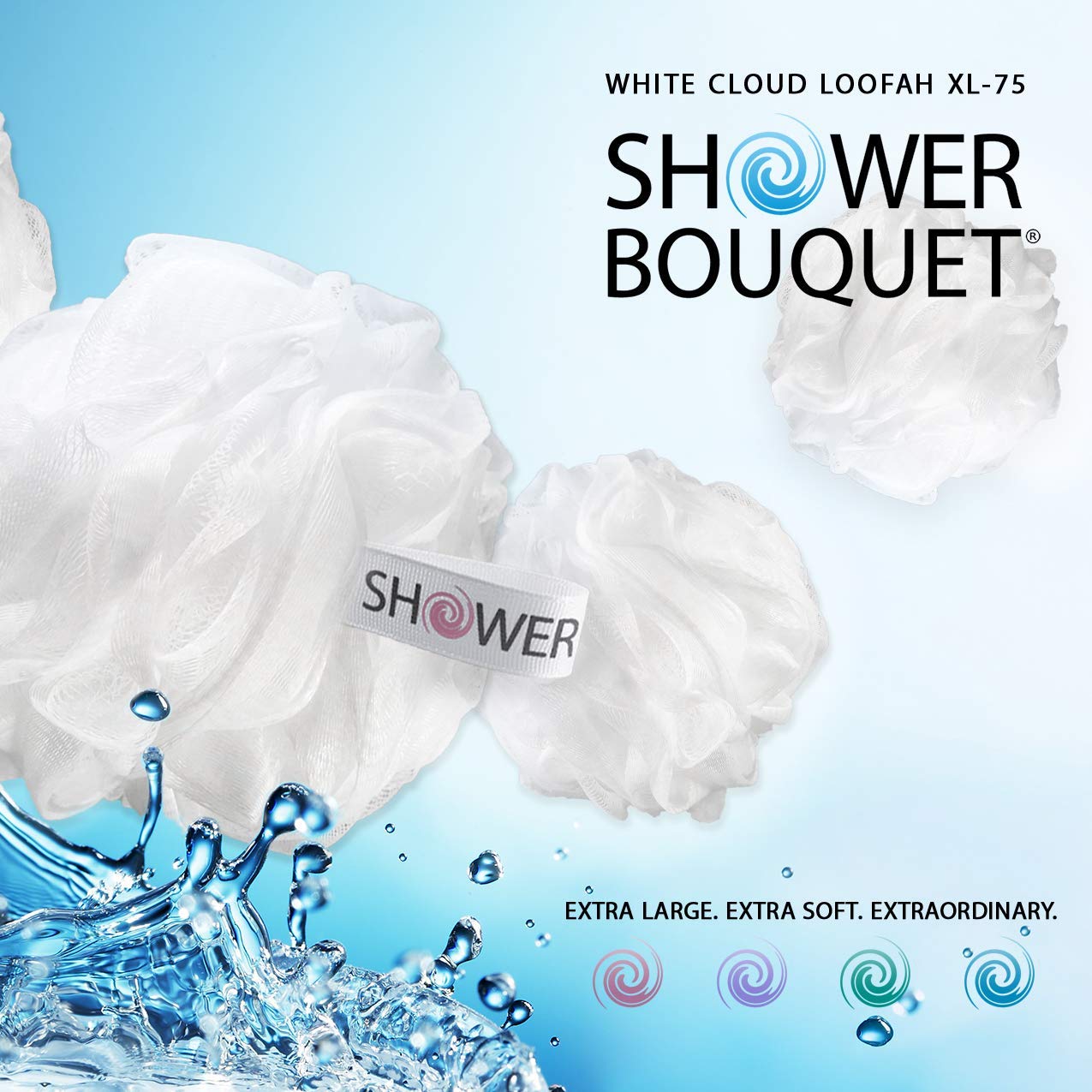 Shower Bouquet big gentle cleanse loofah pouf for thorough cleansing