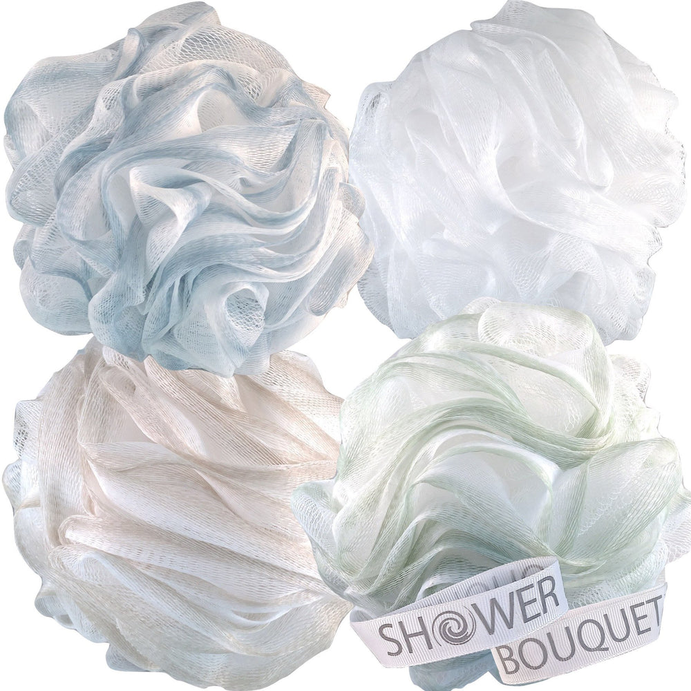 Shower Bouquet body scrubber with soft mesh texture for gentle cleansing
