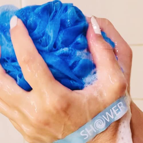 Shower Bouquet loofah-xl swirl-deep four-color bath balls boost suds with soap.