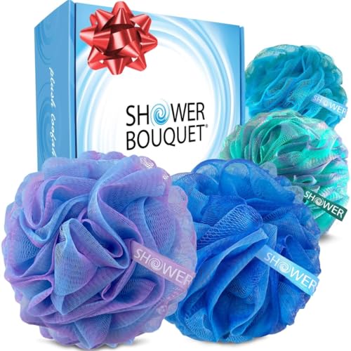 Shower Bouquet XL swirl loofah sponge offers plush exfoliation for smoother skin.