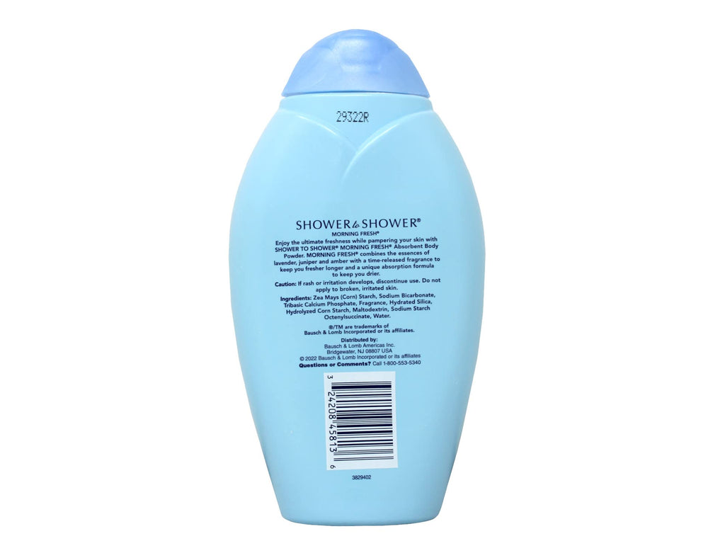 Shower To Shower Morning Fresh Lavender USA-made label emphasizes domestic production.