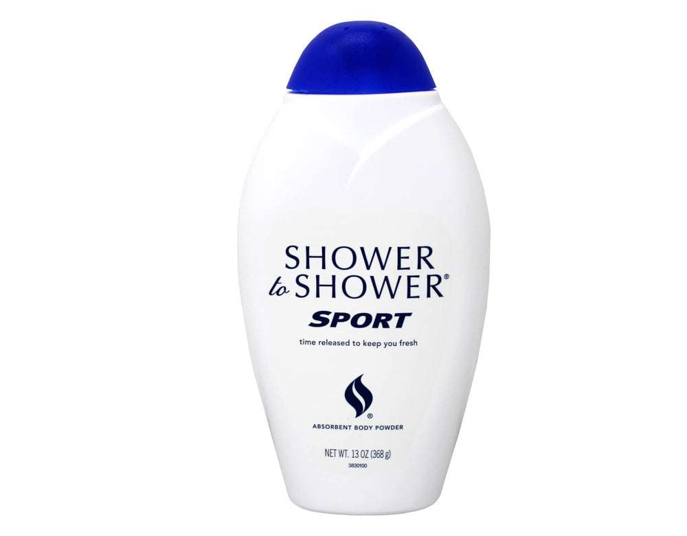 Shower To Shower application dusting shows easy reapplication after workouts.
