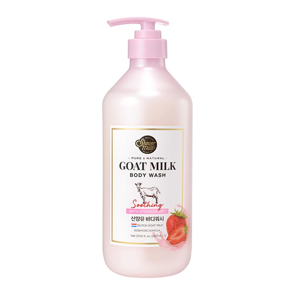 SHOWERMATE Goat Milk Body Wash Strawberry bottle with creamy lather for gentle cleansing