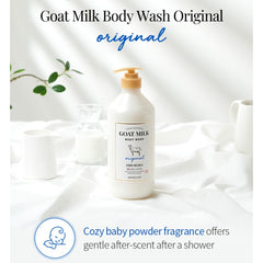 SHOWERMATE Goat Milk Body Wash closeup texture shows mild formula