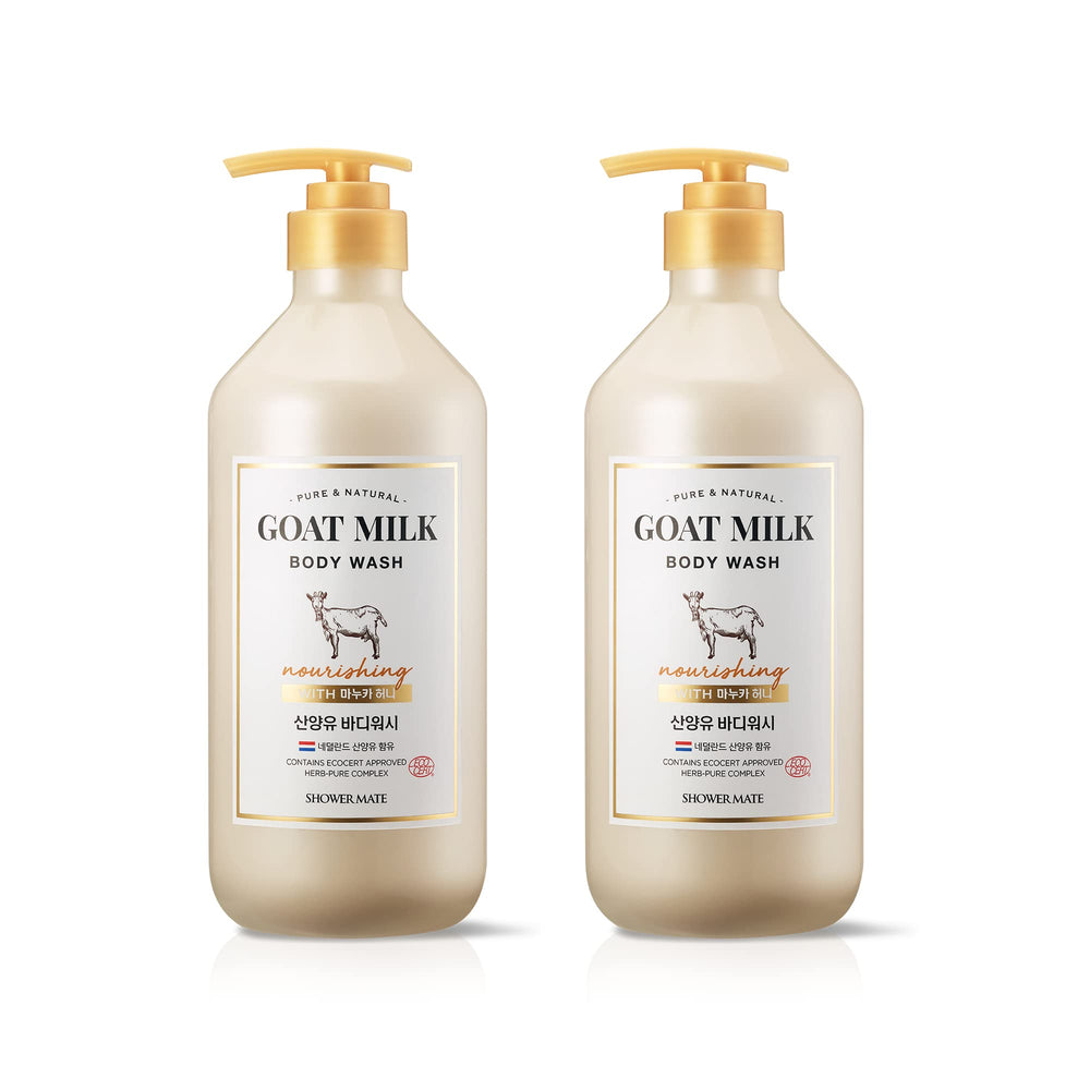 SHOWERMATE Goat Milk Body Wash bottle shows Manuka Honey for deep hydration