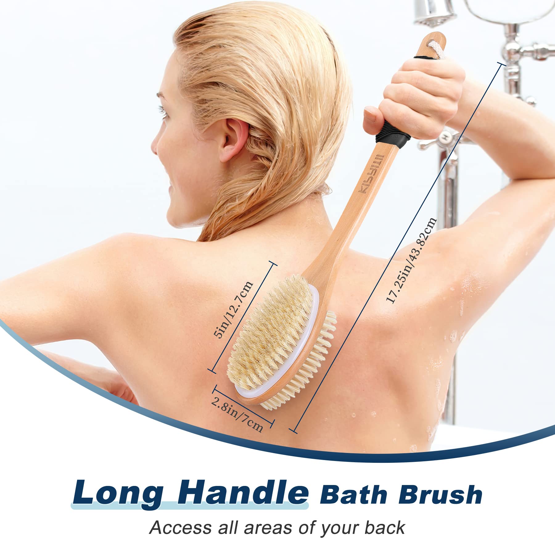 ShowEzily double-sided exfoliating brush with soft and firm sides for versatile skin cleansing.