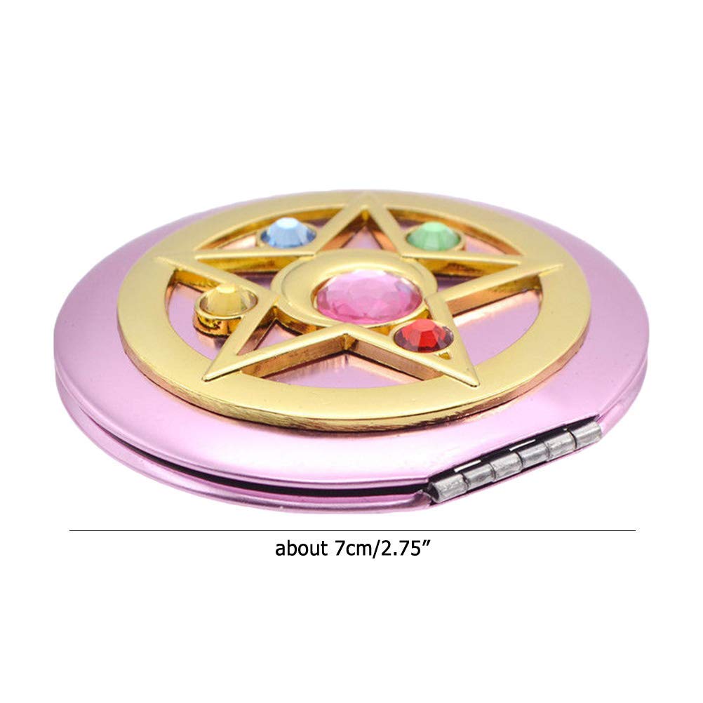 SHOWLOUE makeup compact mirror foldable design fits in any purse or pocket.