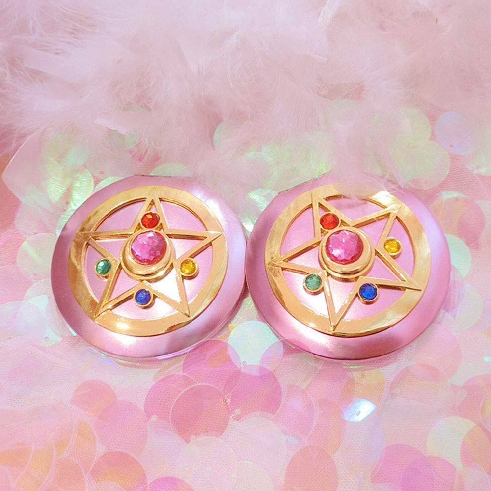 SHOWLOUE makeup compact mirror magnified 2x close-up detail for accuracy.