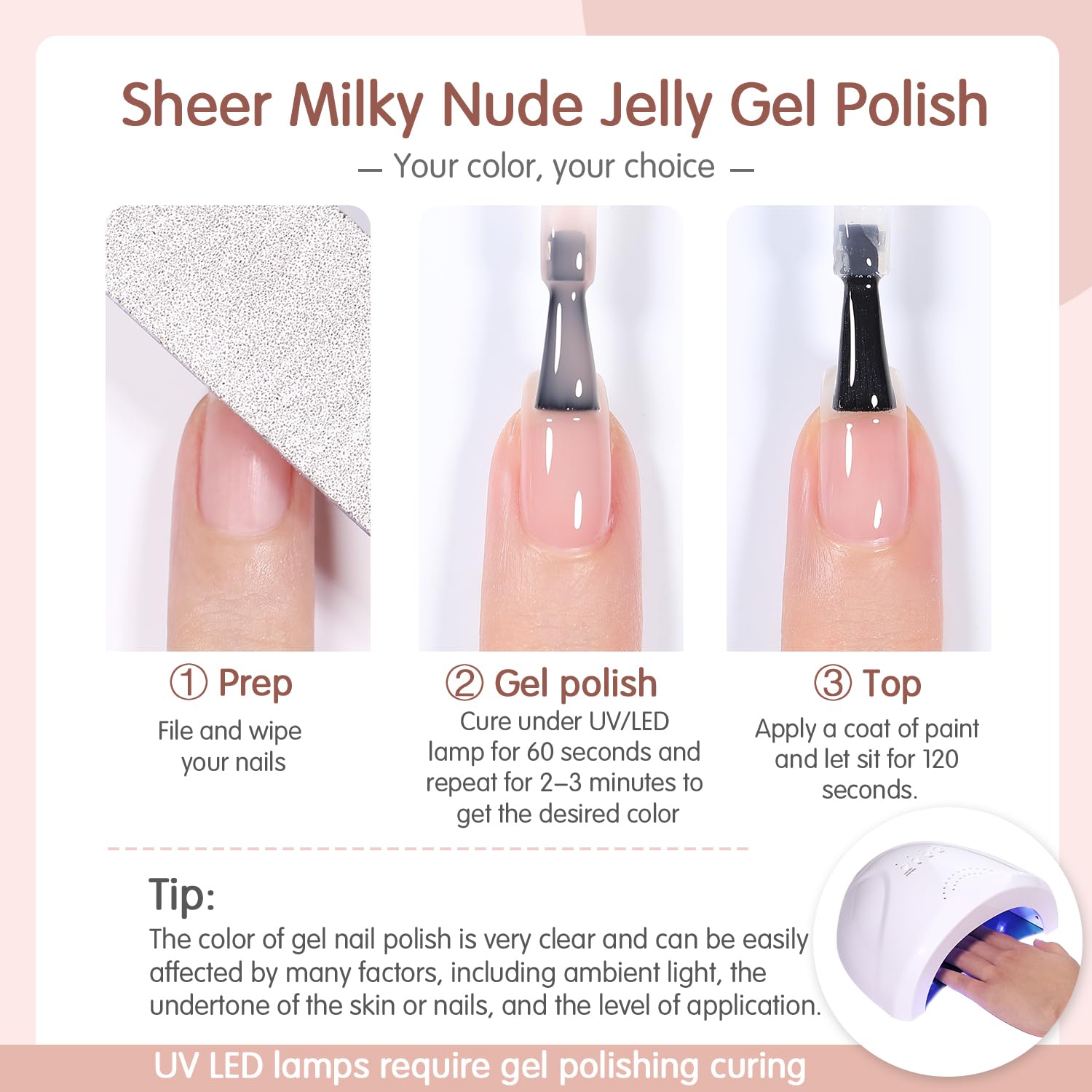 SHOYUM Jelly Nude Application Guide demonstrates easy DIY gel manicure.