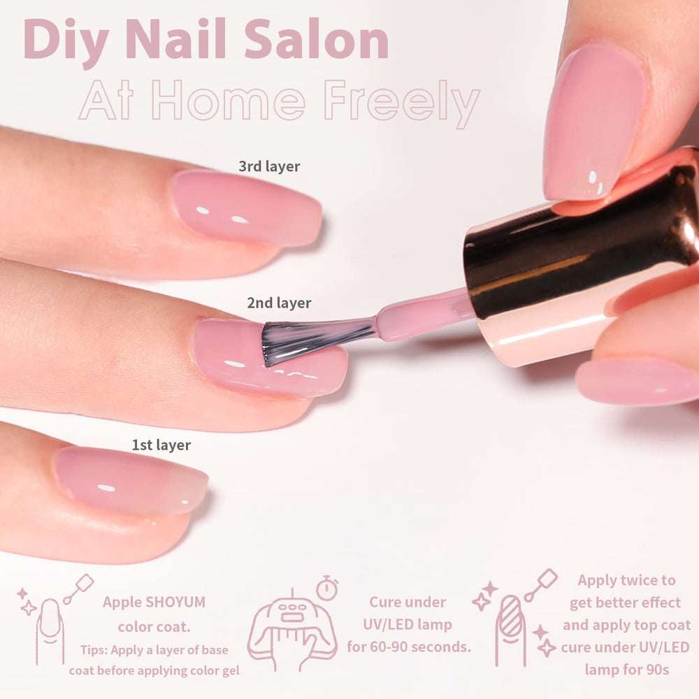SHOYUM Jelly Nude base coat ready for long-lasting wear