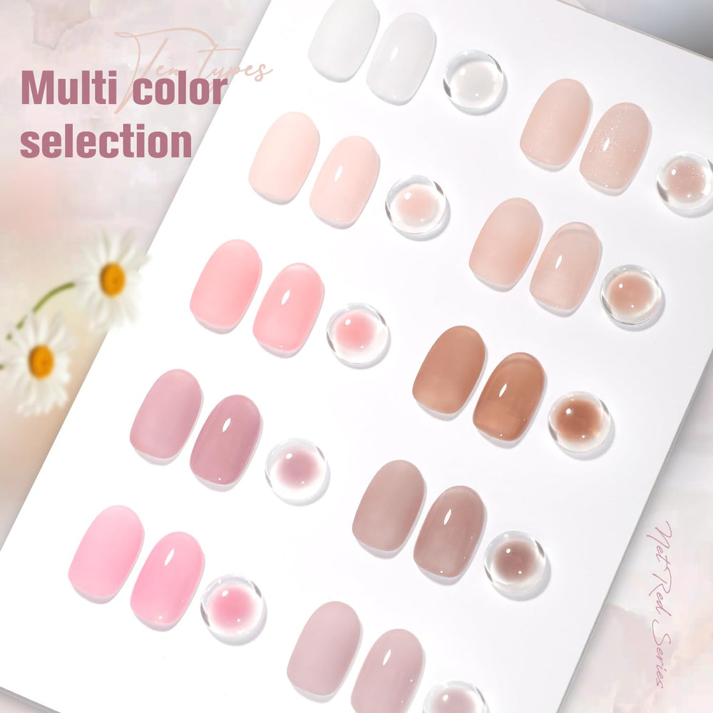 SHOYUM Jelly Nude color swatches displaying translucent nude options