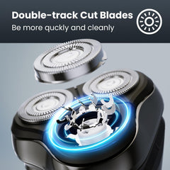 SHPAVVER 4D flex blades close-up showing contour-adapting shaving performance.