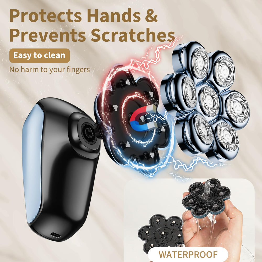 SHPAVVER 7D floating head provides broad coverage for efficient shaving.