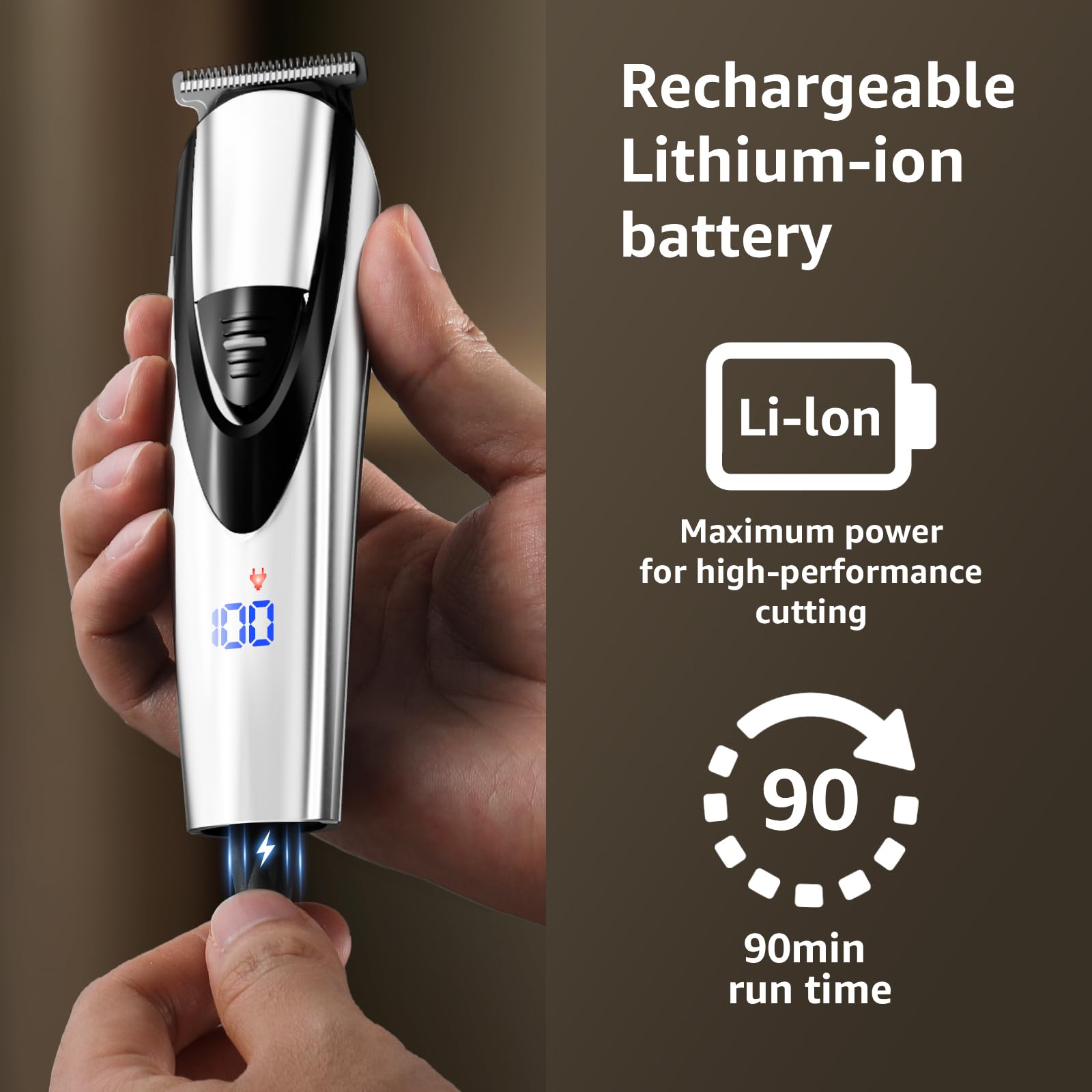 SHPAVVER 90-minute cordless battery supports on-the-go trimming.
