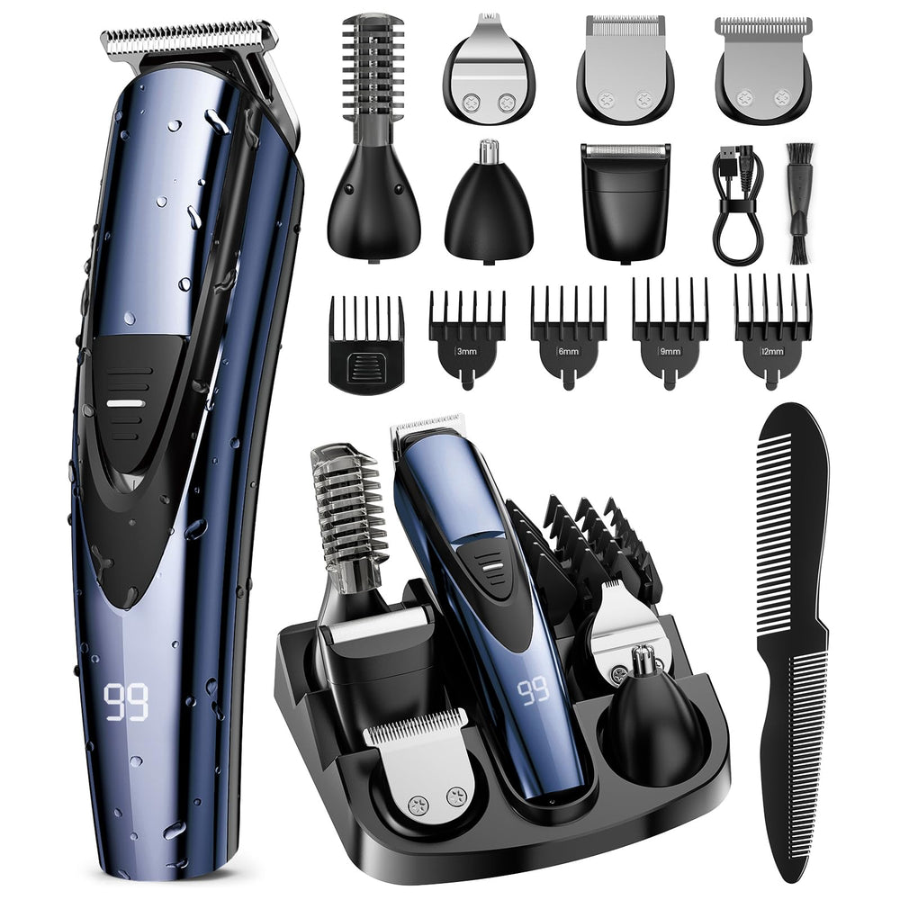 ShPAVVER beard trimmer front view blue handle for precise grooming